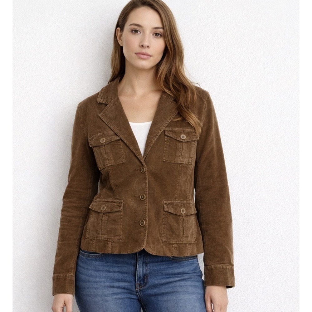 Sonoma Life+Style Brown Corduroy Jacket Collared Pockets Long Sleeve Women's XL